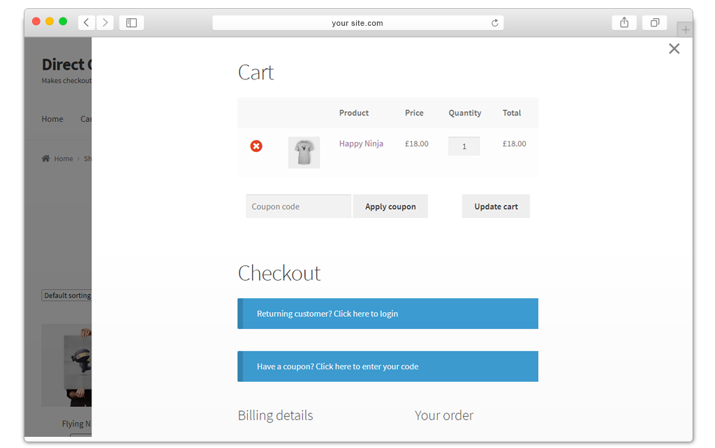 WooCommerce Direct Checkout Plugin - Extendons